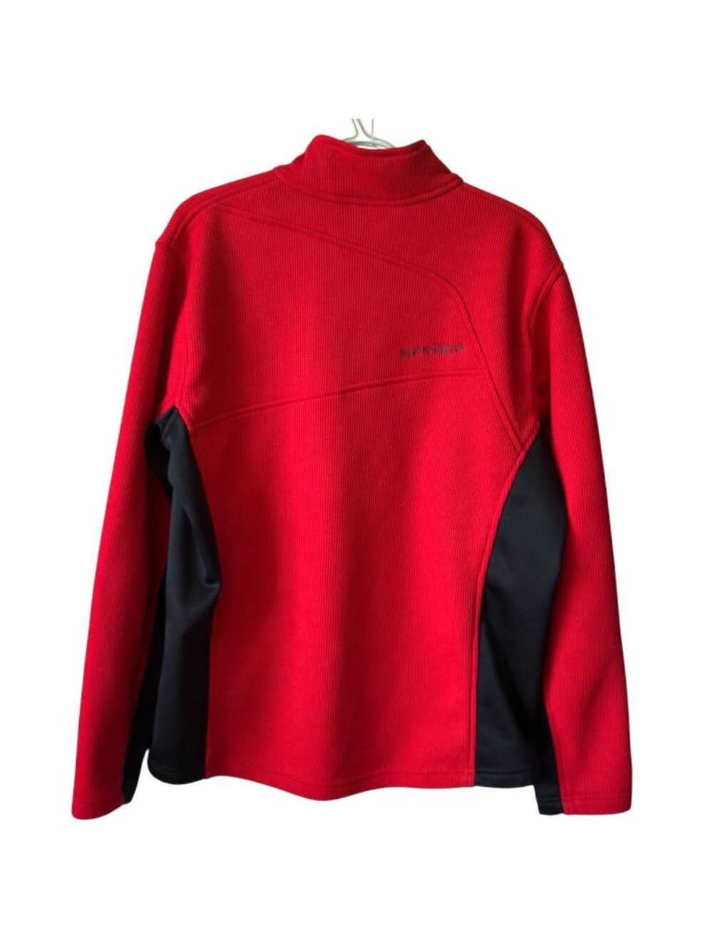 Spyder Men's Large Red & Black Pullover Bandit Half Zip Sweater Waffle Logo - Picture 14 of 16